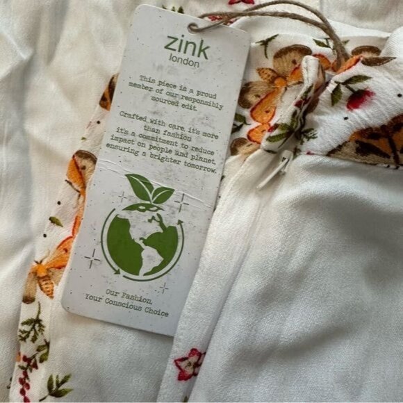 Zink London White Floral Printed Kimono Top & Printed Parallel Trouser Set Sz L - Picture 10 of 12